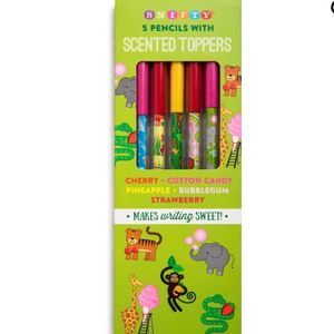 SNIFTY -Scented Pencil Toppers With Zoo Themed Pencils (5 Pack) Brand New
